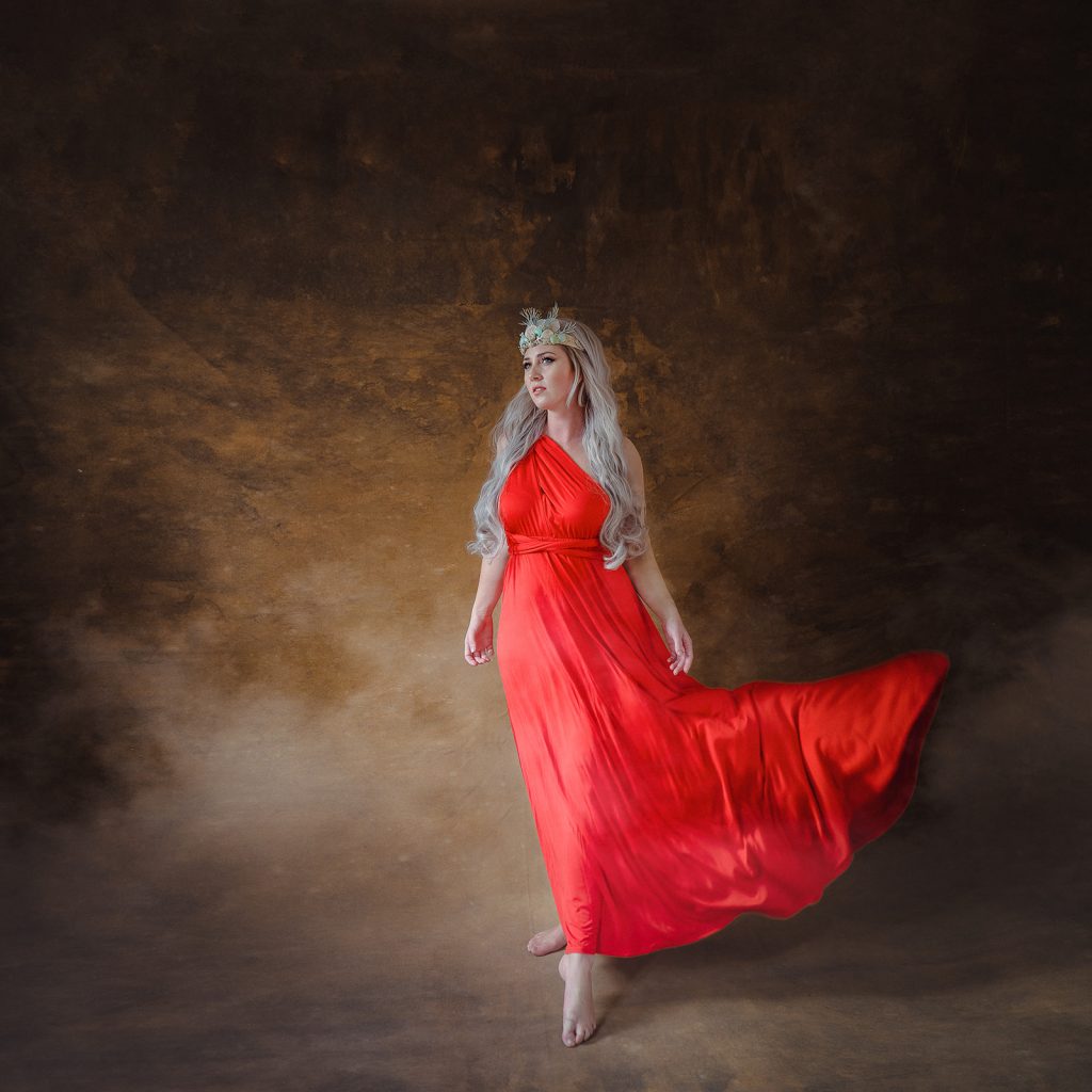 Fineartshooting Frau Krone Boudoir Portrait Blumen