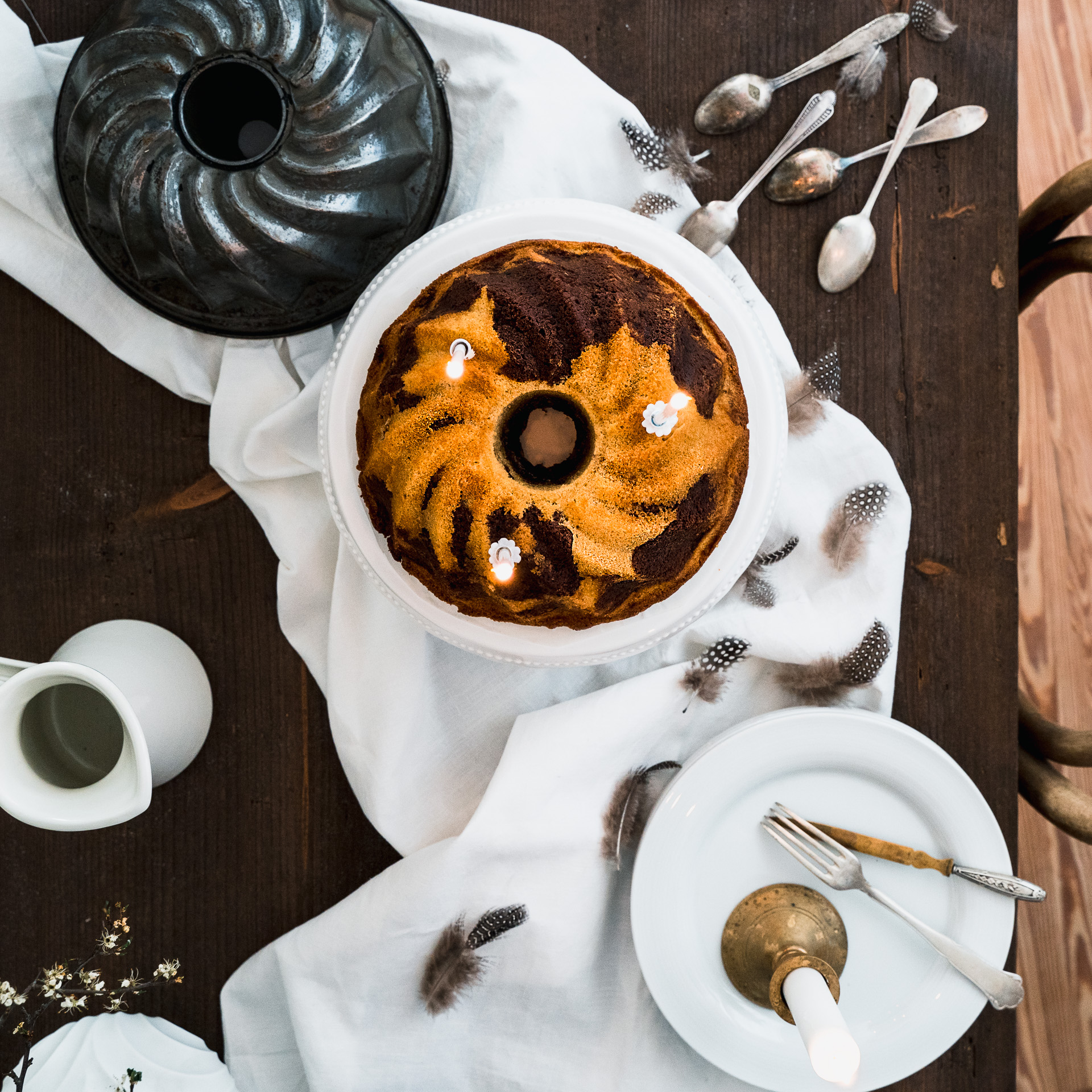 Marmorkuchen bundtcake food flatlay