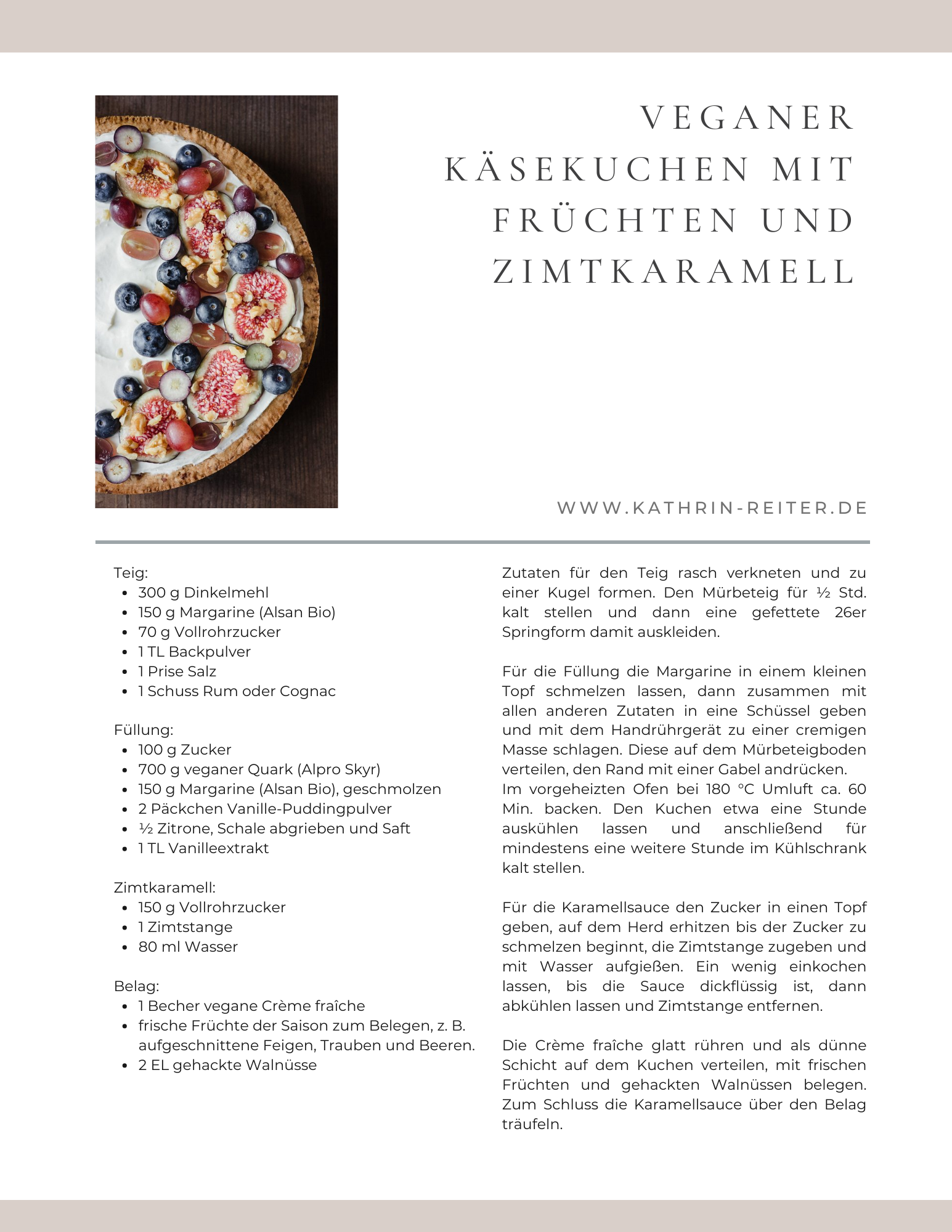 vegan Käsekuchen früchte herbstlich Feige Traube Walnuss keramik
