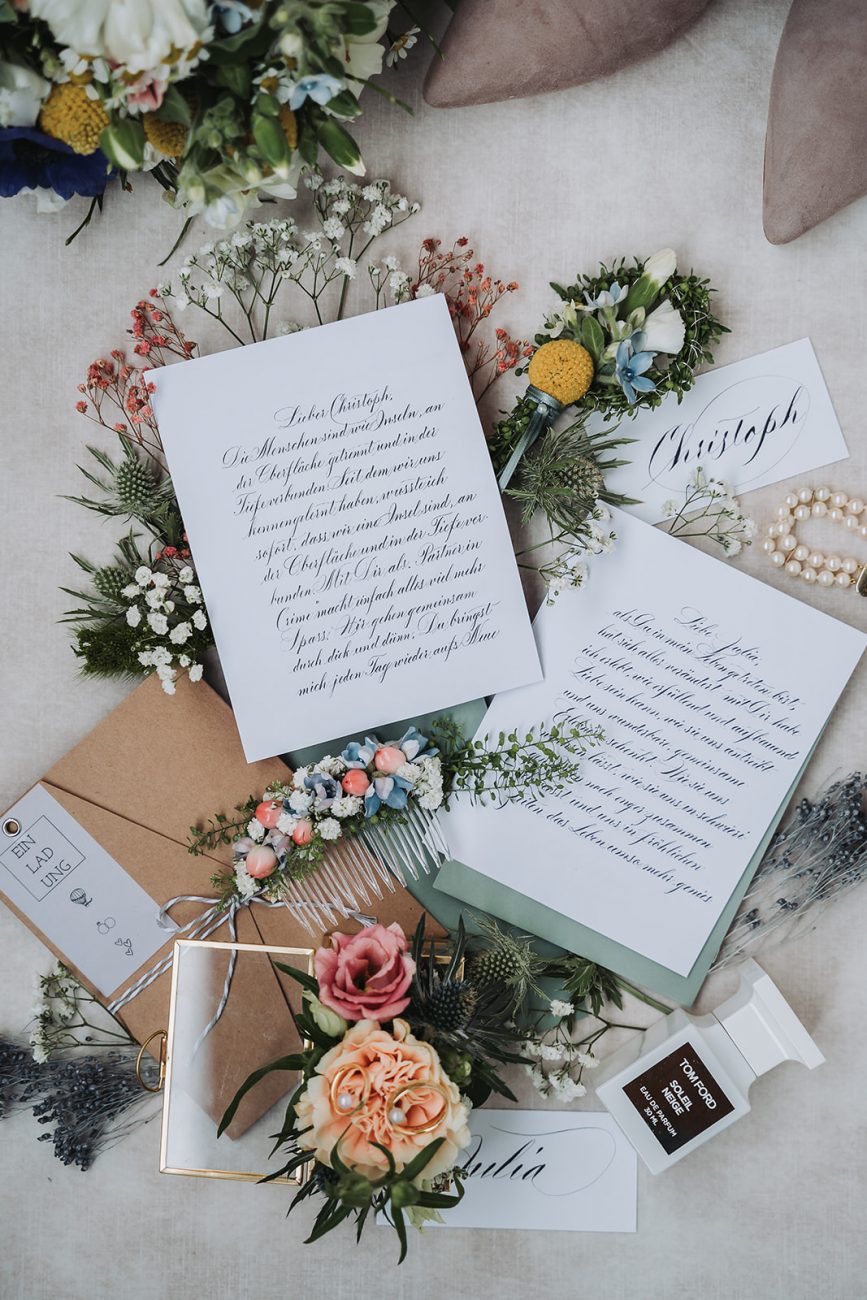 Hochzeit Wasmeier Museum Schliersee Flatlay